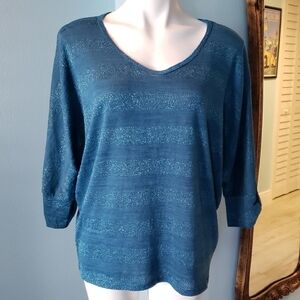 Teal Tone on Tone Striped Top